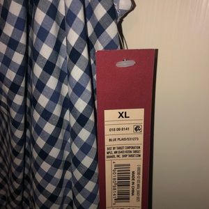 Merona XL midi dress, blue and white check